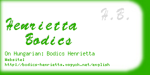 henrietta bodics business card